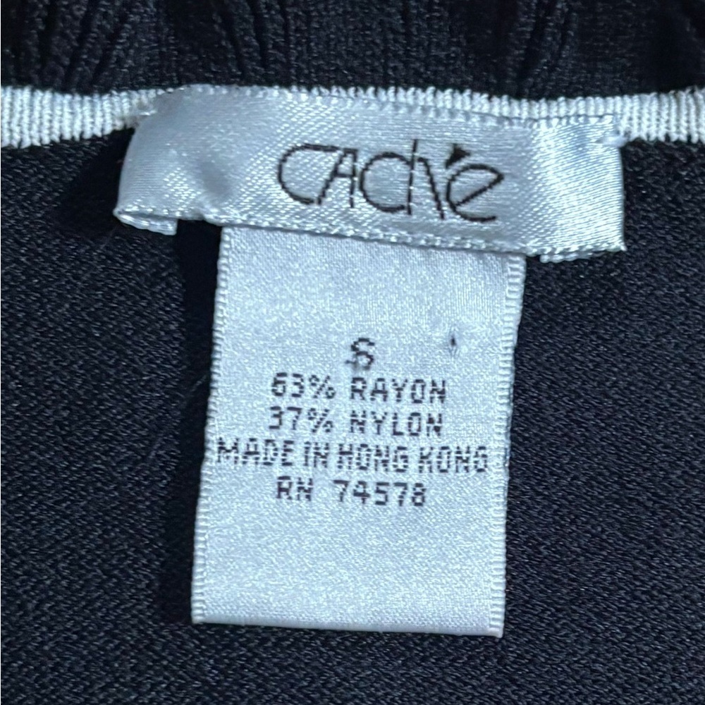 Vintage Cache Black White Lightweight Cardigan Top Small Ruffle Trim Retro Twee - Picture 2 of 5